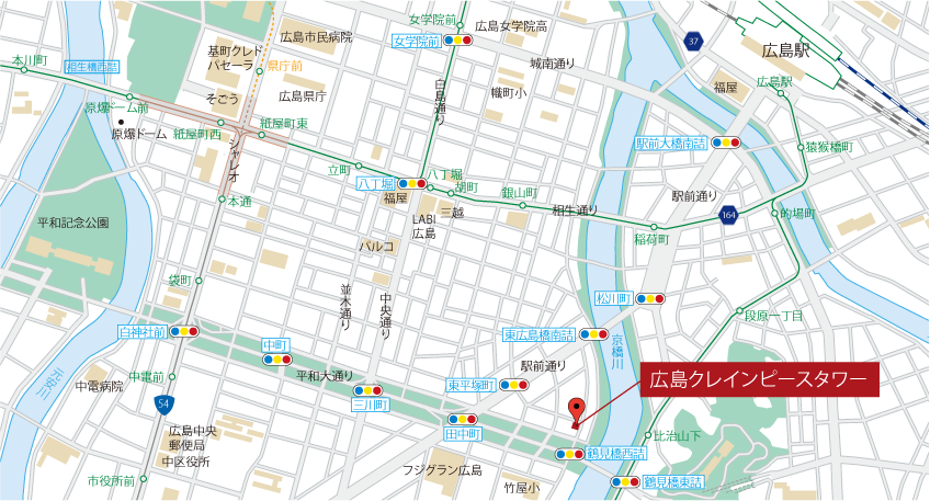 地図｜広島市の中心部でリラックスした宿泊体験を「広島クレインピースタワー」